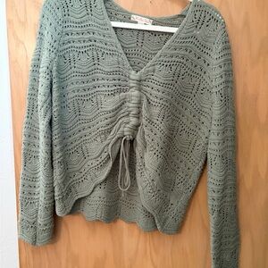 It's Our Time Sage V-Neck Sweater